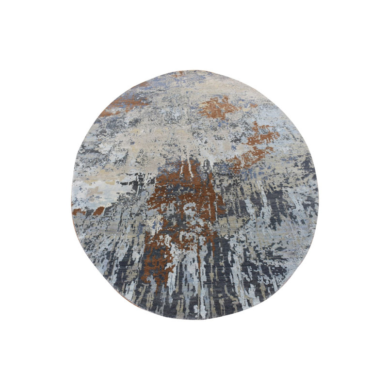 Tapis rond brun en laine et en soie 6 pi x 9 pi à motif abstrait galaxie 54CE6D894FE549CE8C17B5C19599ACA7