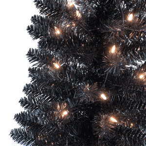 The Holiday Aisle® Glenette 6' H Black Pine Christmas Tree with 100 ...