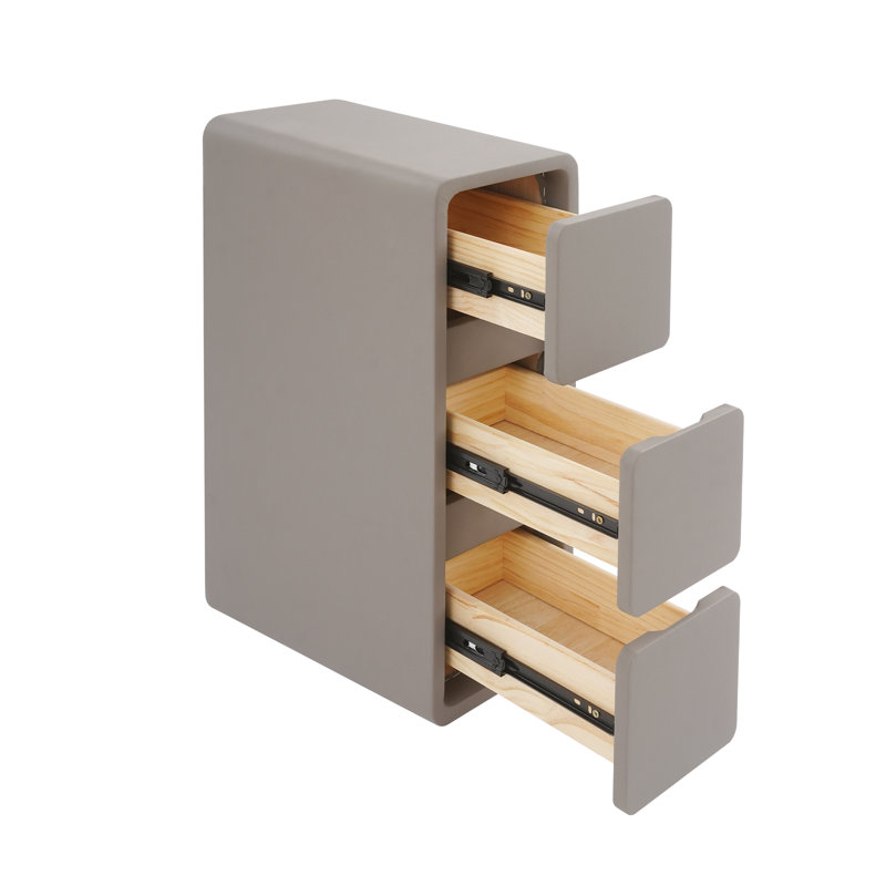 Bedside Table With Three Drawers(15.75*7.87*22.83 In), Deep Gray
