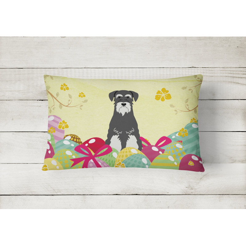 Coussin lombaire schnauzer standard de pâques œufs, Noir / blanc