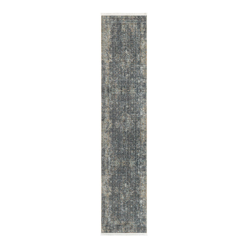 Tapis oriental gris fumée Folmar, Tapis de couloir 2 pi 7 po x 10 pi
