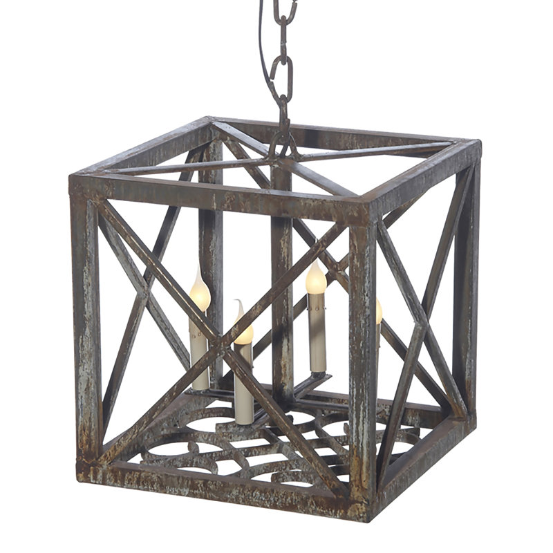 Lanterne suspendue d'extérieur à 4 ampoules H 16 po, Noir antique