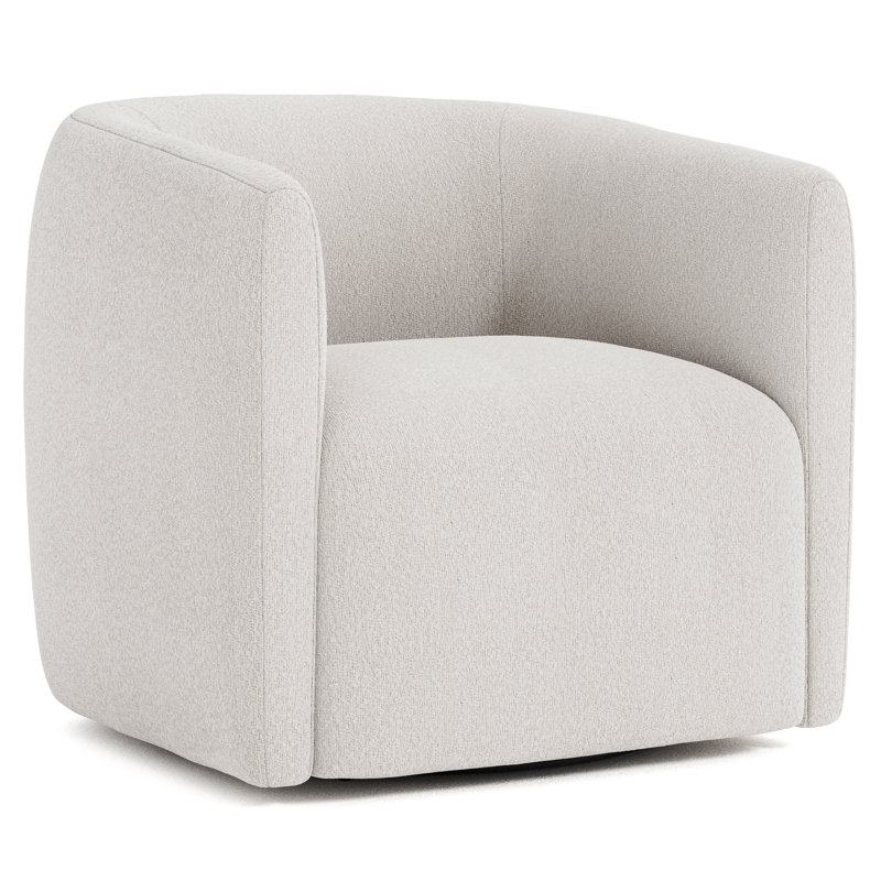 Aline Upholstered Swivel Barrel Chair, Cream Polyester 5571-002