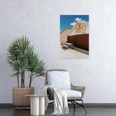 The Friendly Motel Modern Retro Vintage Summer Architecture Wall Art Print 1 Piece Wrapped Canvas Wall Art