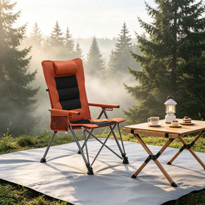 Chaise de camping inclinable réglable à 5 positions, poche latérale et sac de transport, chaise d'extérieur portative robuste pour la plage, le camping, le patio
