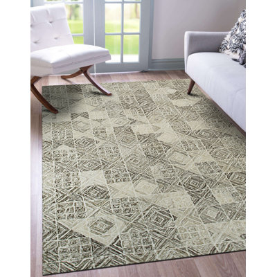 Cozy Quinn Gray Hand Tufted Wool Multicolored Gray Transitional Geometric Area Rug