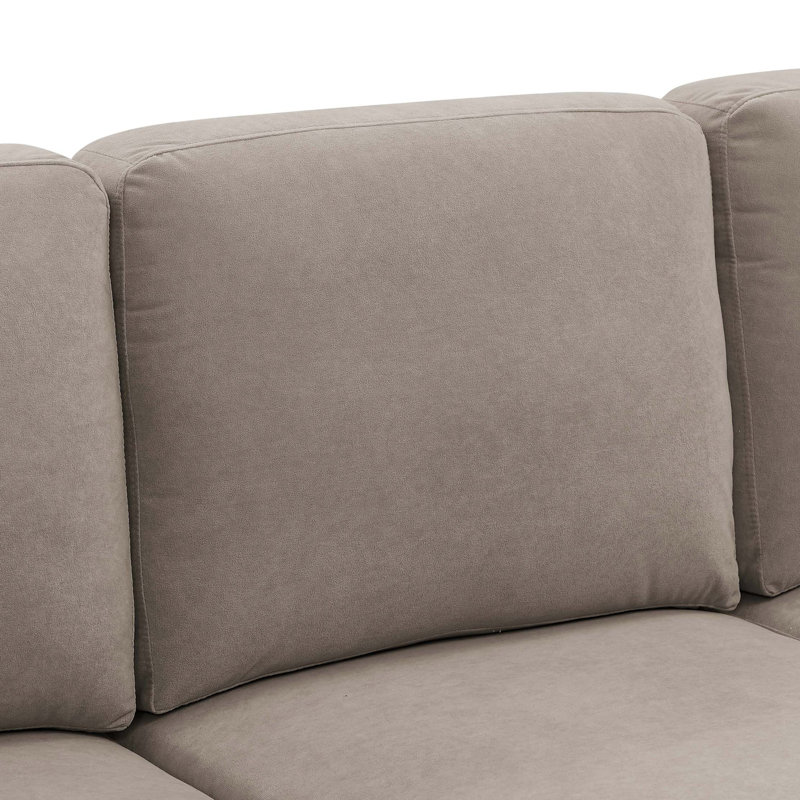 Polyester Blend Upholstered U-Shape Sectional with Metal Legs, Khaki