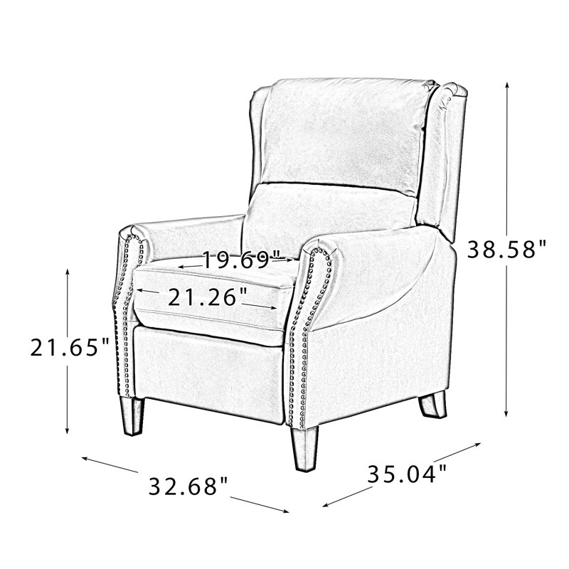 Polestra 32.68" W Genuine Leather Manual Recliner, Camel