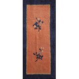 Small Scatter Size Coral Color Antique Floral Peking Chinese Throw Rug