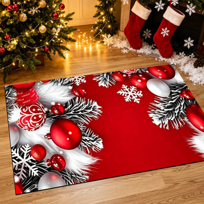  Tapis d'entrée antidérapant pour l'extérieur, 20 po x 32 po, scène de maison en pain d'épices rouge