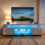 Meuble télé pour meuble télé 55 pouces à DEL avec console de rangement multimédia et grande armoire latérale pour le salon (gris et noir)