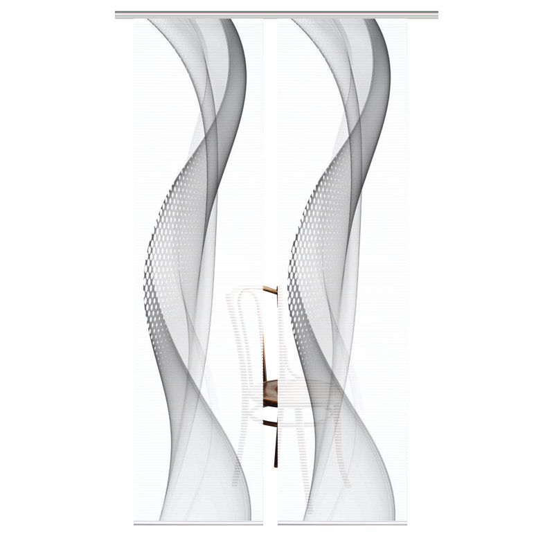 Semi Sheer Sliding Panel Pair, in Grey