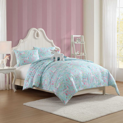 Laura Ashley Kids Magical Unicorns Blue Comforter Bonus Set