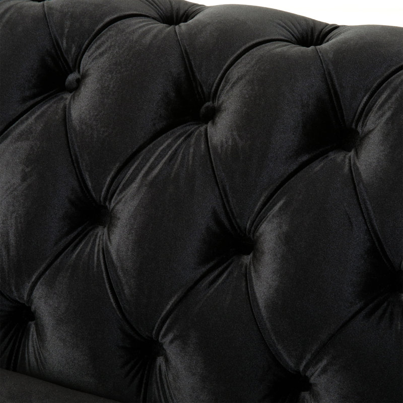 Canapé Chesterfield en velours 59,44 po VIVALUX, Noir
