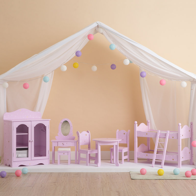 Olivia Olivia's Little World 18" Doll Wooden Convertible Bunk Bed, Pink