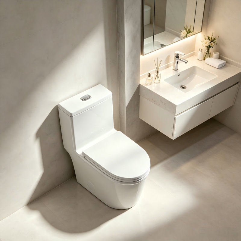 Toilette ronde compacte une pièce à chasse double 10 po YINGZE pour petites salles de bain
