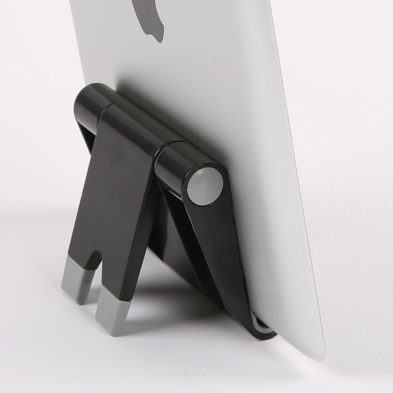 M&T Displays Universal Tablet & Smartphone Holder–Black Adjustable Multi-Angle Desktop Dock Stand, Portable Foldable Stand for 4–11 Inch Tablets, iPad, E-Reader, Cell Phones, Non-Slip ABS Plastic
