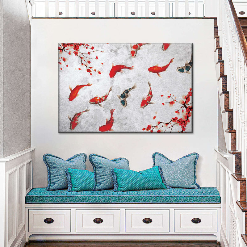 «Japanese Koi Fish Dance» sur toile, H 8 po x l 12 po x P 1 po