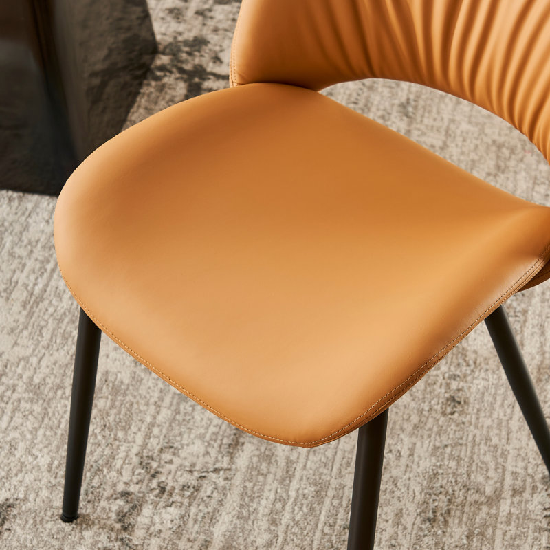 Mackensie Upholstered Dining Chairs Faux Leather Kitchen Chairs with Metal Legs, Tan
