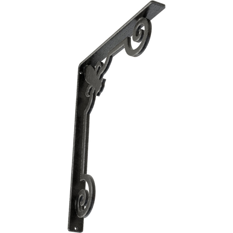 Support en fer forgé Fleur De Lis, H 15 po x l 1,5 po x p 12 po, Étain antique