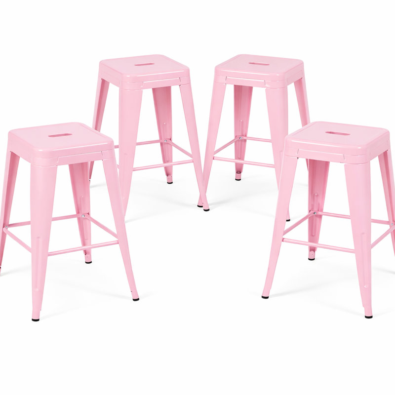 24 tabourets de bar en métal sans dossier de 24 pouces de hauteur, sans comptoir, de 4, installation rapide pour îlot de cuisine, bar, - rouille et eau