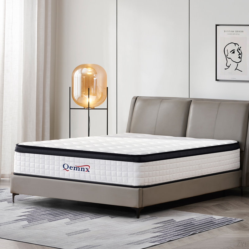Matelas hybride 12 pouces - Soulagement de la pression et sommeil paisible, Fermeté moyenne, Ressorts ensachés et mousse viscoélastique imprégnée de gel, Livré comprimé