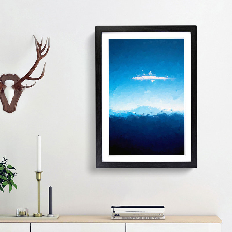 Mountain Cloud in Abstract - Picture Frame Painting Print, 87cm H x 62cm W x 2cm D, Black Framed