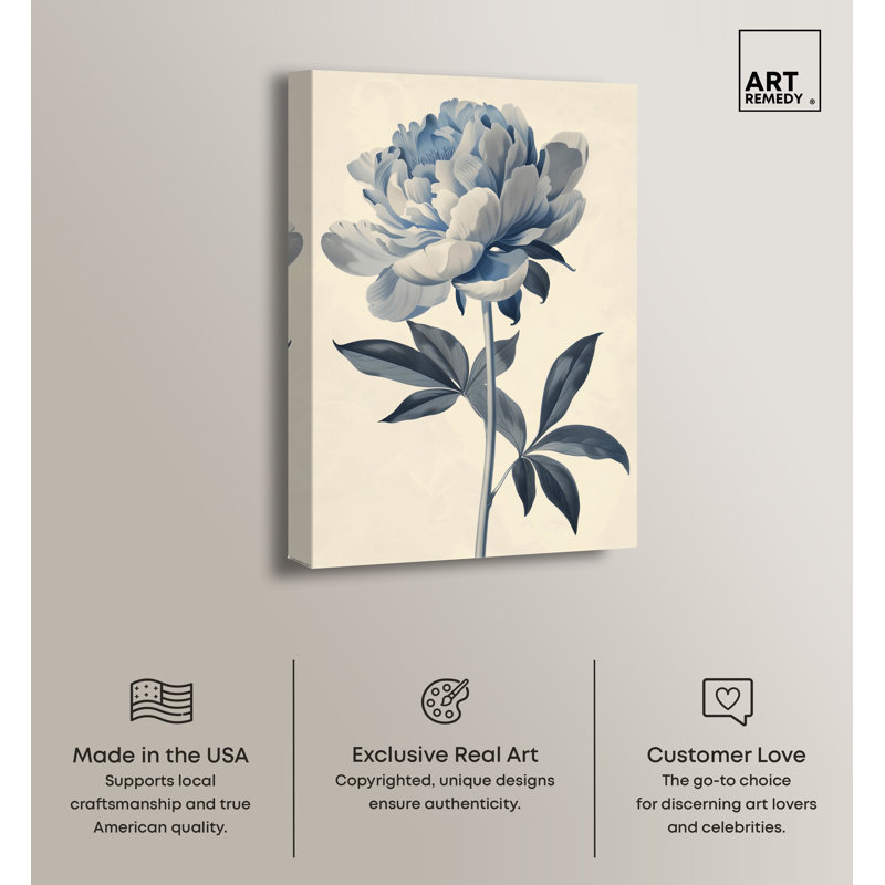 Delicate Blue Flower Minimalistic Botanical Canvas Wall Art, 20" x 30"