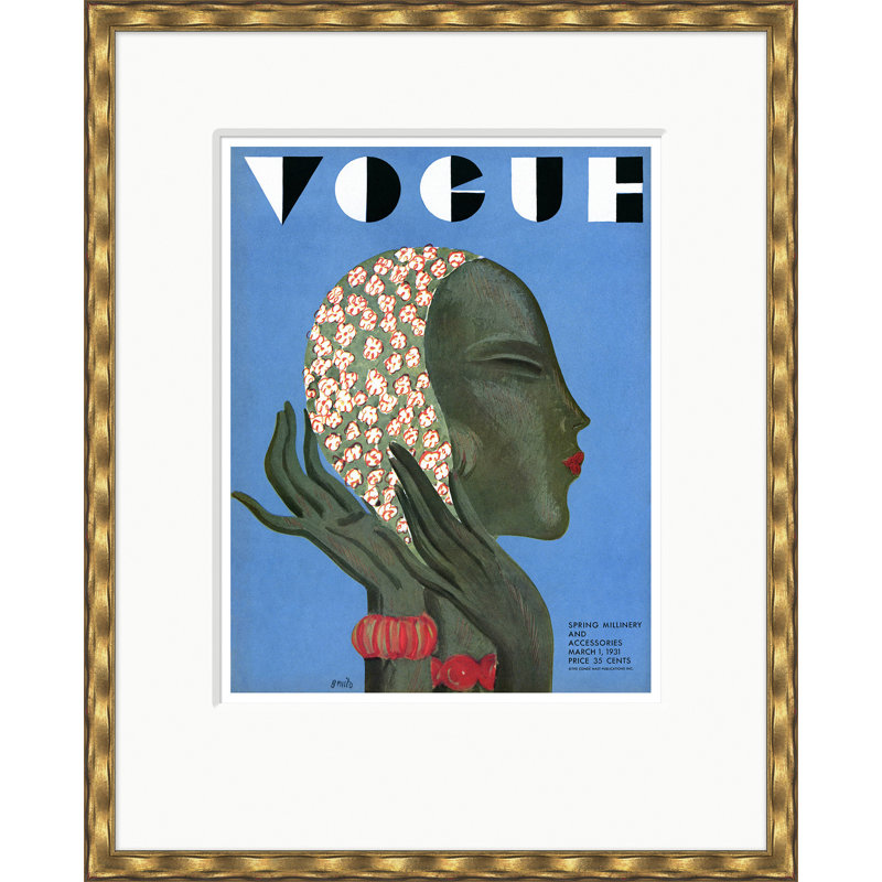 Vogue Cover, Spring Millinery, Eduardo Garcia Benito, March 1, 1931 Print by Condé Nast, Gold