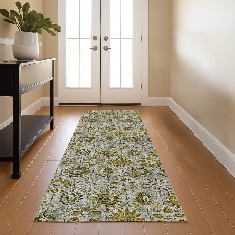 Premium Machine Washable Mayfield AMF1938 Floral Rug, Runner 2'3" x 7'6"