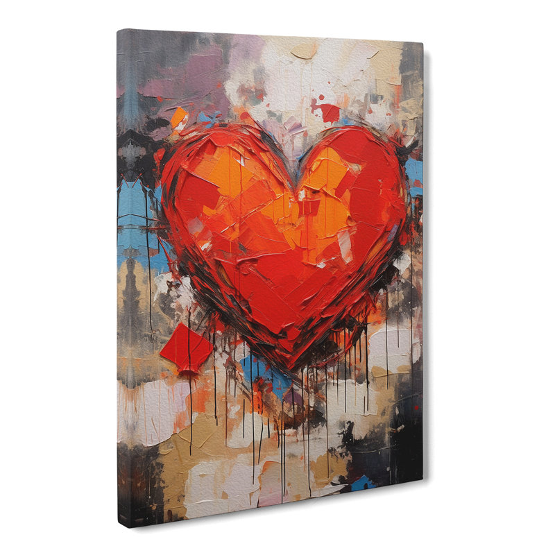 Love Heart Action Painting Art No.2 - Wrapped Canvas, 50cm H x 35cm W x 3cm D