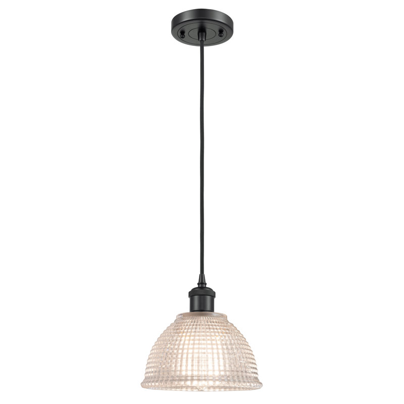 Luminaire suspendu en forme de cloche à 1 lumière Efrain, Noir mat, Ampoule non incluse