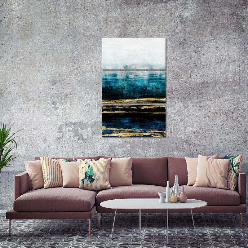 Aqua Reflections with Gold par Allie Corbin - Ensemble de 3 toiles tendues