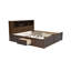 Lit plateforme très grand en bois avec tête de lit multi-rangement, ports USB et 2 tiroirs sous le lit-24033749