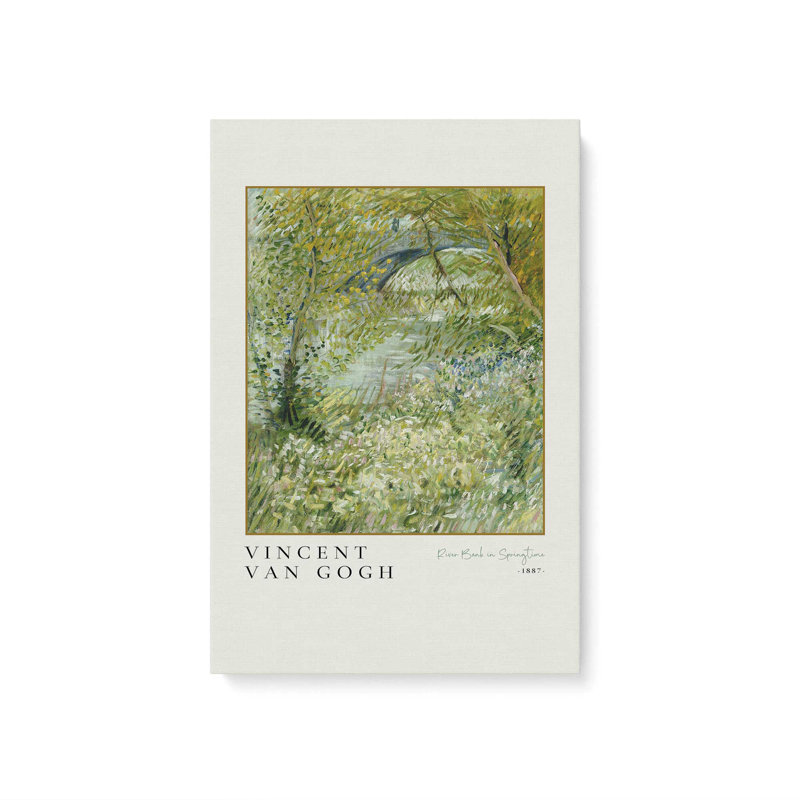 Van Gogh's River Bank au printemps v3, Toile tendue, H 18 po x l 12 po