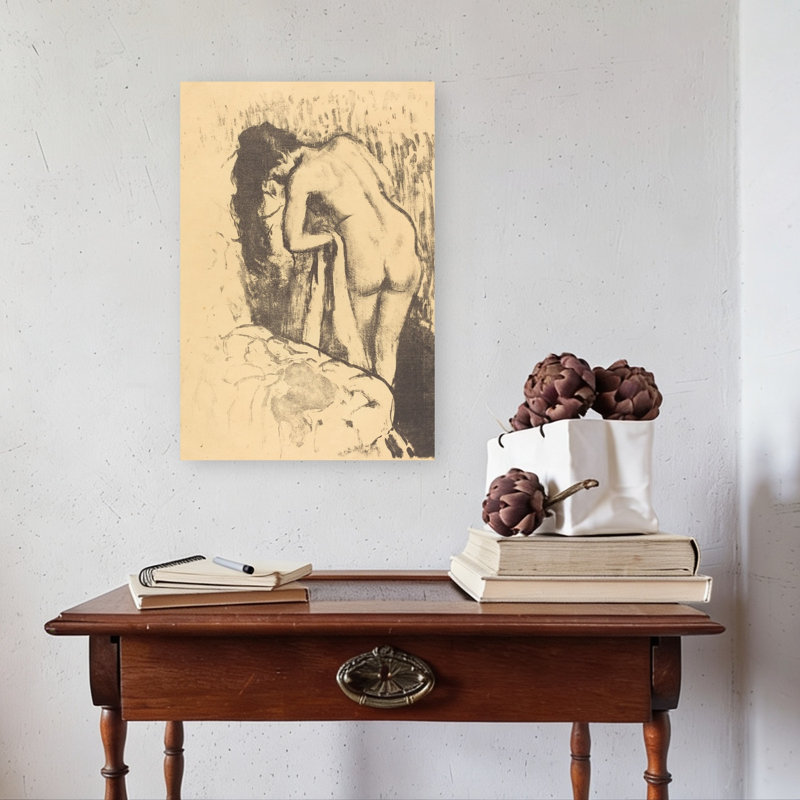 Nude Woman Standing, Drying Herself, C.1890 Impressionist Contemporary Wall Art Print, 60.96cm H x 40.64cm W