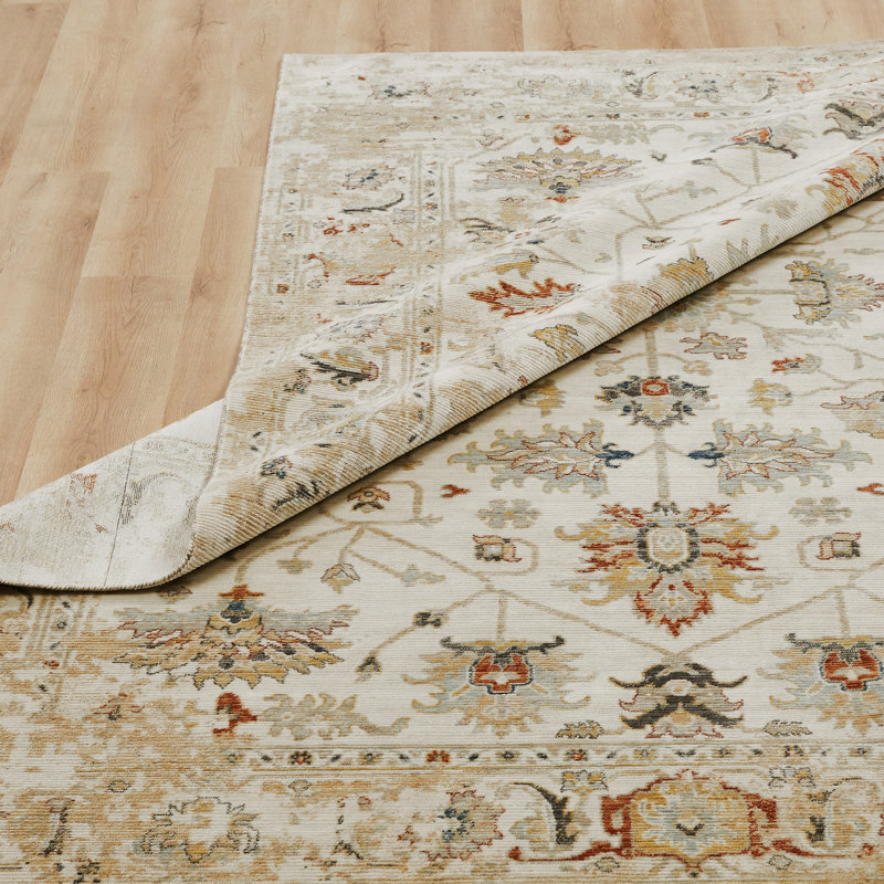 Tapis beige / ivoire en laine tissé à la machine Josilynn, Tapis de couloir 2 pi 6 po x 8 pi