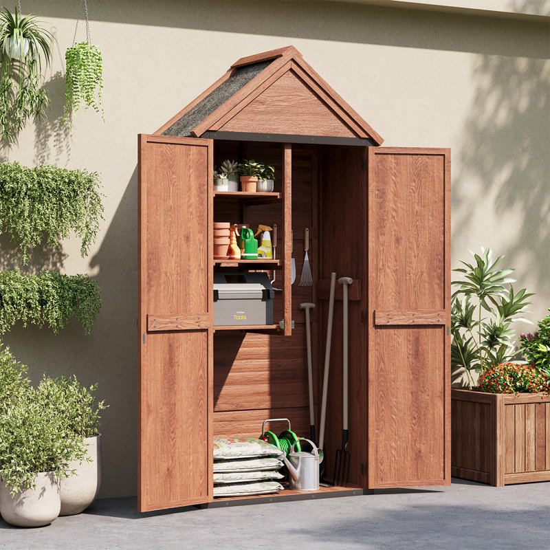 Remise en bois avec tablettes, rangement de jardin résistant aux intempéries