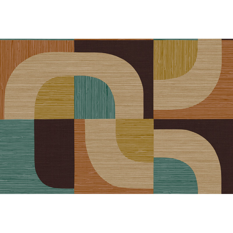 Papier peint Ivy Bronx Designs Tampere, Orange / or / bleu