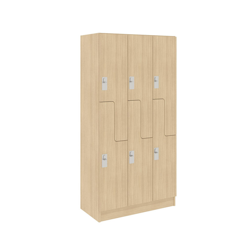 Armoire de salle de classe triple à six compartiments, Chêne Battle Creek