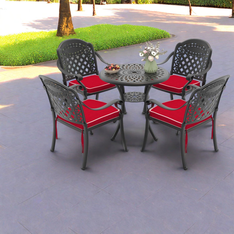 Élégants ensembles de salle à manger de patio en aluminium noir 5 pièces pour de charmants espaces extérieurs