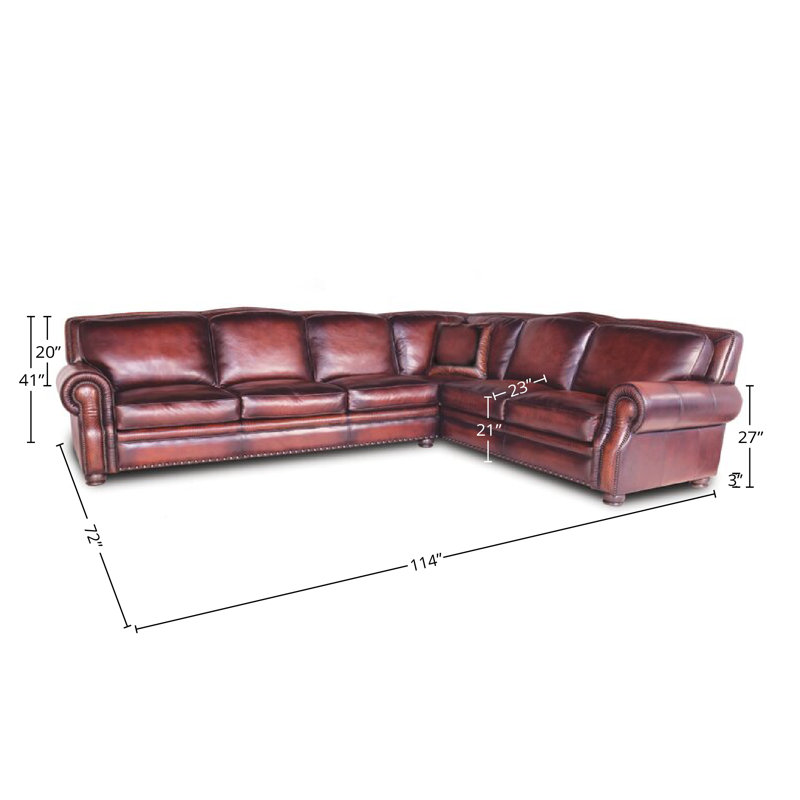 Bethesda Sectional, Cognac Leather Hand Genuine Leather with Croc