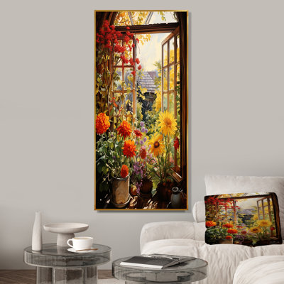 Fleurs d'été, vue de fenêtre à la ferme II - art mural floral