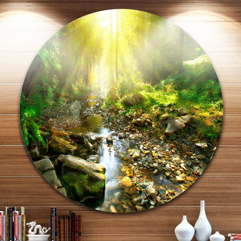 Mountain Stream in Forest - Landscape Photography Canvas Print, Metal, 34" H x 44" W x 1.5" D