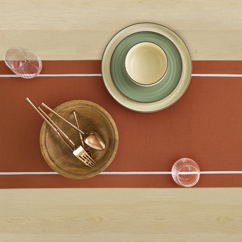 100% Pure Linen Table Runner -kensington, 108" x 14", Cinnamon