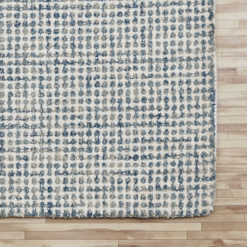 Tapis abstrait en mélange de laine à la main à motif abstrait contemporain, Rectangle 9 pi x 12 pi, Gris / Ivoire