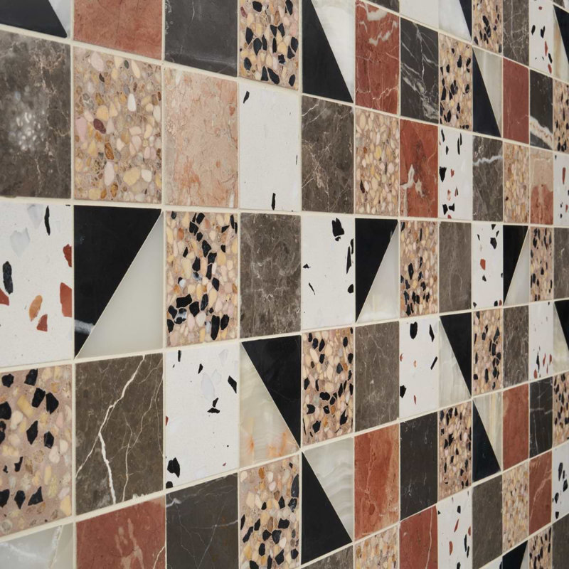 Elizabeth Sutton Artem Mosaic Tile, Wren Terracotta;Gray