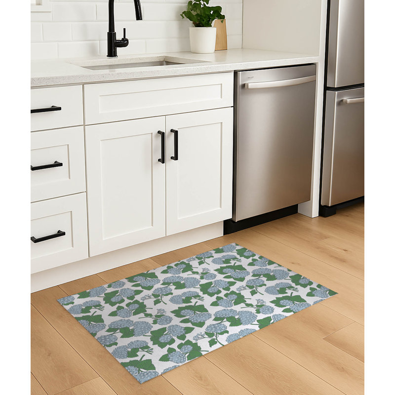 Tapis de cuisine Hydrangea, Blanc, Rectangle 5 pi x 7 pi