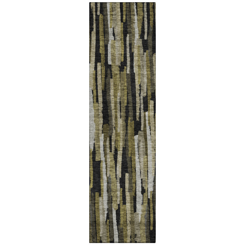 Marrah Brown Washable Indoor-Outdoor Rug - , 2'3" x 7'6"