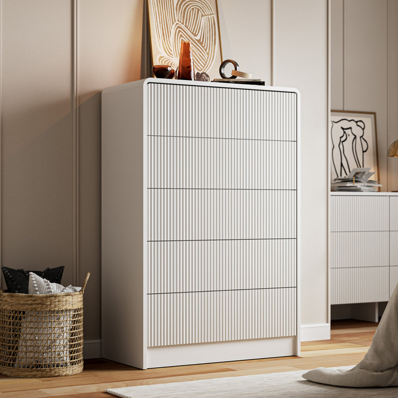 5 - Drawer Dresser, 47.4" H, White